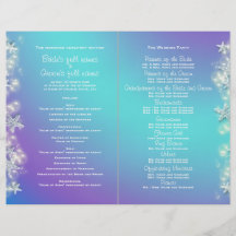 Blaue lila Strand Starfishhochzeit Flyerbedruckung