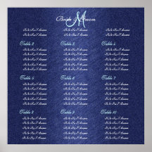 Blaue Marinehochzeits-Sitzplatzdiagramme Plakate