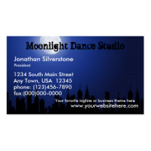Blaue Mondschein-Visitenkarten, Tanz-Studio, Nacht