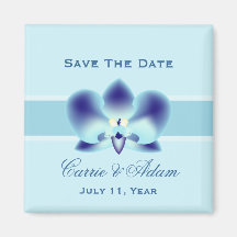 Blaue Orchideen-Save the Date Magnet Kühlschrankmagnet