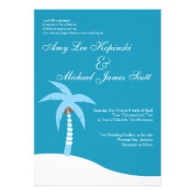 BLAUE PALMTREE KARIBISCHE MEERE HOCHZEIT IN URLAUB INDIVIDUELLE ANKÜNDIGUNGSKARTE