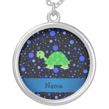 Blaue Polkapunkte der personalisierten Namensschil Amulett