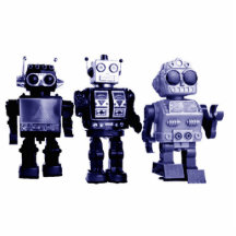 blaue Roboterfotoskulptur