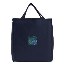 Blaue Rose gestickte Tasche