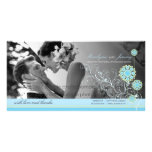 Blaue Schnee-Blumen-Wirbels-Winter-Hochzeit danken Individuelle Foto Karten