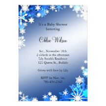 Blaue Schneeflocke-Babyparty-Einladung