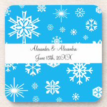 Blaue Schneeflocke-Gastgeschenke Hochzeit Cocktail Untersetzer