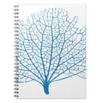 blaue Seefan-Korallen-Silhouette notizbücher