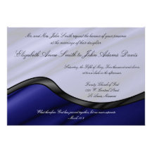 Blaue Silk Wellen-Hochzeits-Einladung