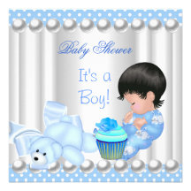 Blaue Stellen kleiner Kuchen des niedlichen Baby-D Individuelle Einladung