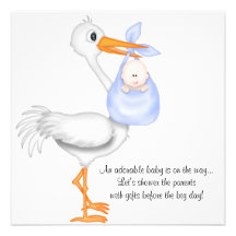 Blaue Storch-Babyparty-Jungen-Einladungs-Mitteilun
