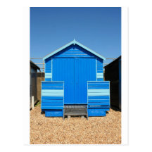 blaue Strandhütte Postkarte