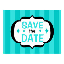 Blaue Streifen-Save the Date Postkarte