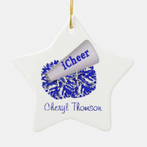 Blaue u. weiße Cheerleaderverzierung Weihnachtsbaum Ornament