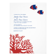 Blaue und rote tropische korallenrote Hochzeits-Ei