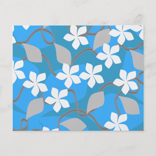 Blaue und weiße Blumen. Blumenmuster Flyerbedruckung