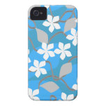 Blaue und weiße Blumen. Blumenmuster iPhone 4 Cover
