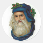 Blaue viktorianische Sankt Runder Sticker