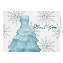 Blaue weiße Schneeflocken Quinceanera danken Ihnen