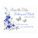 Blaue weiße tropische Strand-Save the Date Postkar