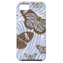 Blaue Zebra-Druck-Schmetterlinge iPhone 5 Schutzhülle