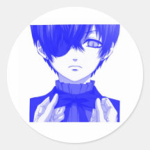 Blauer Anime Runder Sticker