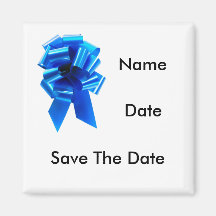 Blauer Cockade-neugeborene Save the Date Schablone Kühlschrankmagnete