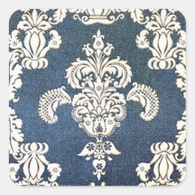 blauer Damast Quadratsticker