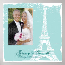 Blauer Eiffel-Turm, der gerahmtes Foto Wedding ist Poster
