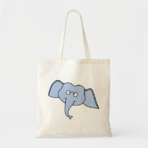 Blauer Elefant mit Gläsern. Karikatur Taschen