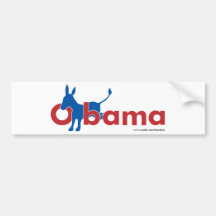 Blauer Esel Obama - weiße Kontur Auto Sticker
