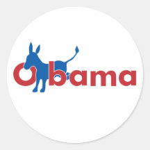 Blauer Esel Obama - weiße Kontur Sticker