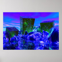 Blauer Felsen-Küstenlinie #1 Plakate