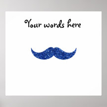 blauer Glitterschnurrbart Poster