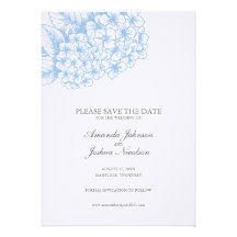 Blauer Hydrangea Save the Date Einladungskarten