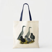 Blauer Läufer-Enten-Familie Leinentaschen
