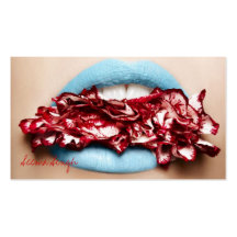 Blauer Lippenmake-upkosmetik-Künstler Visitenkarte