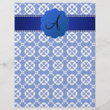 Blauer Patten Ornamental Herzen des Monogramms Bedruckte Flyer