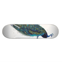 Blauer Pfau mit schönen Schwanzfedern Skateboard Brett