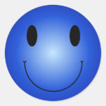 Blauer smiley aufkleber