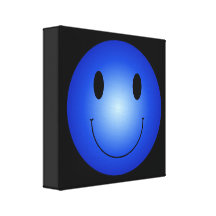 Blauer smiley gespannter galerie druck