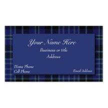 Blauer u. schwarzer schottischer Tartan-karierte G Visitenkartenvorlage
