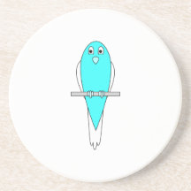 Blauer und weißer Vogel. Budgie. Getränkeuntersetzer