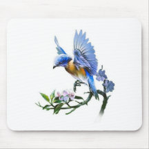 blauer Vogel auf Niederlassung Mousepad