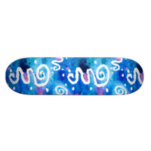 Blauer Wäsche-Weiß-Wirbel Skateboardbrett
