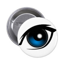 Blaues Auge des Cartoon Anstecknadelbuttons