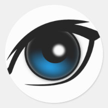 Blaues Auge des Cartoon Runder Aufkleber