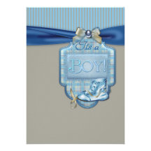 Blaues Brown-Hintern-Baby-Jungen-Dusche Ankündigung