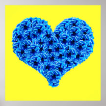 Blaues Cockades-Herz-Plakat