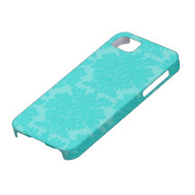 blaues Damastmuster des mutigen verzierten Aqua iPhone 5 Hülle